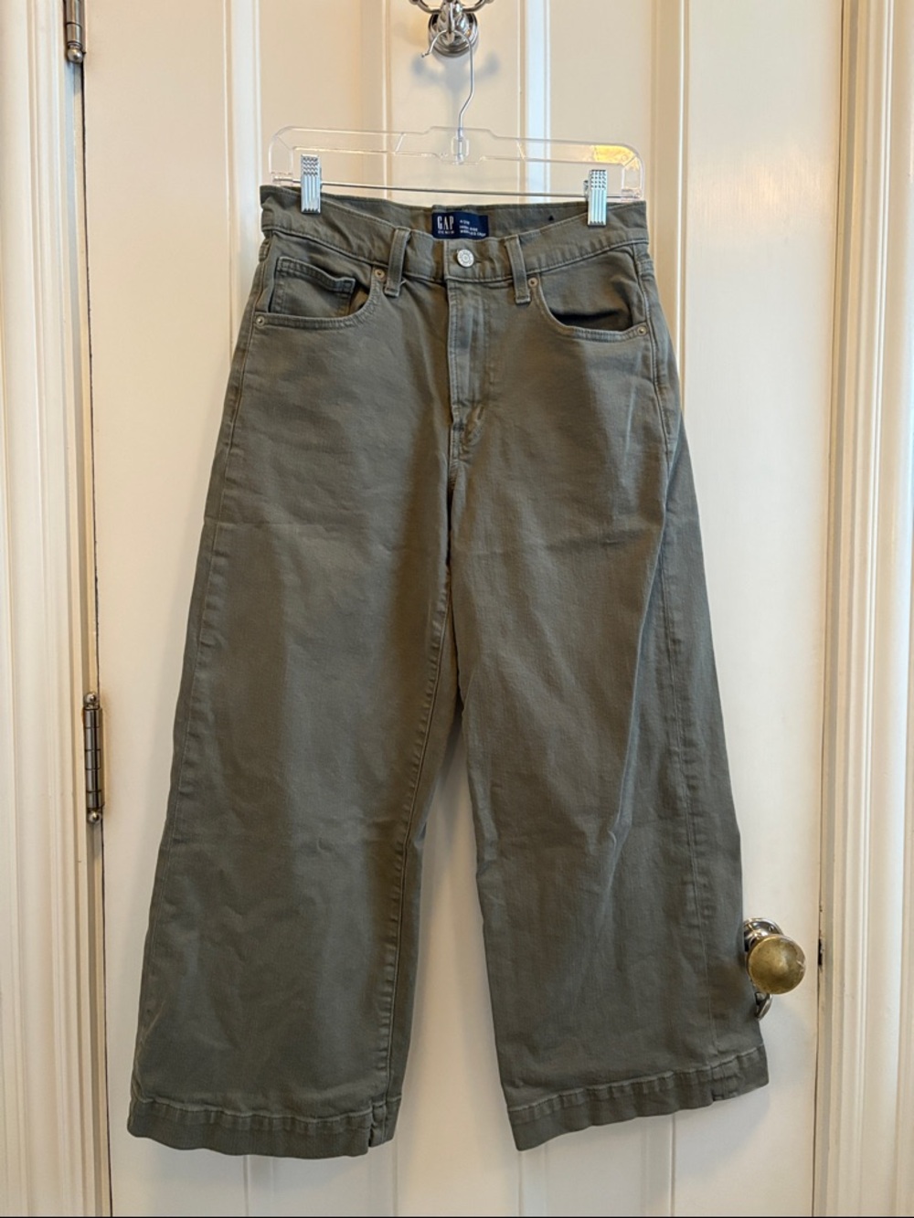 Gap High Rise Wide Leg Cropped Green Pants